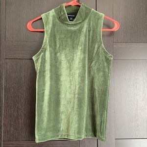 NWT XXS SLEEVELESS GREEN JCREW VELVET TOP